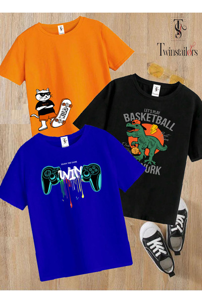 twins tailors Tricou pentru copii cu imprimeu pentru consola de jocuri, pache...