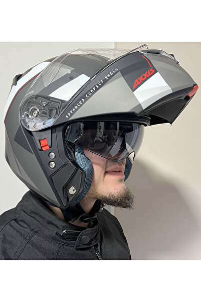 AXXIS STORM SV DIAMOND B22 MATT GRAY ÇENE AÇILIR MOTOSİKLET KASKI