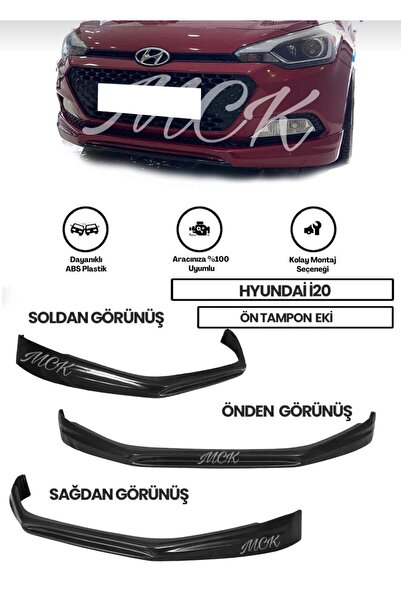 GÜNEŞLİ GARAJ Hyundai I20 Uyumlu Ön Tampon Eki (plastik)