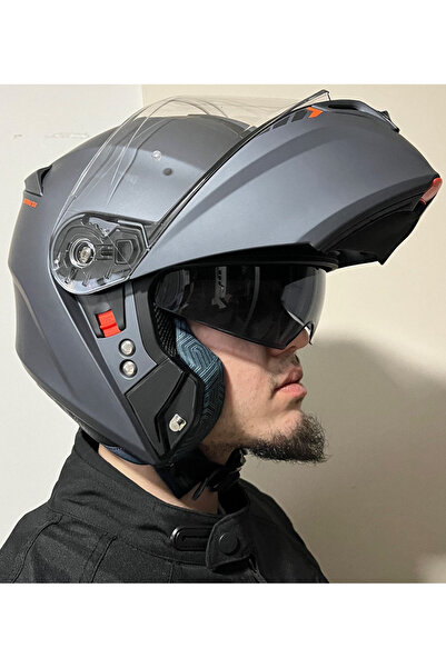 AXXIS STORM SV SOLID A2 MATT TITANIUM ÇENE AÇILIR MOTOSİKLET KASKI