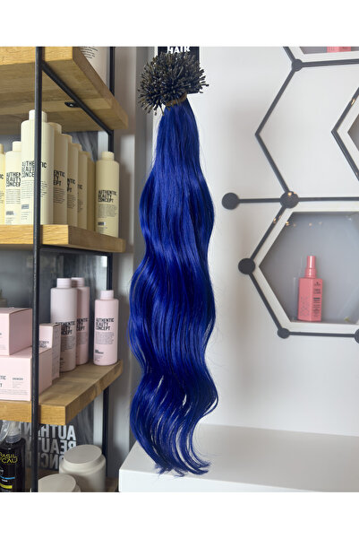 Hairpim 100% İnsan Saçı Rainbow (0.6 Gr) Mavi 50 Adet 70 Cm Yeni Nesil Kaynak Saç