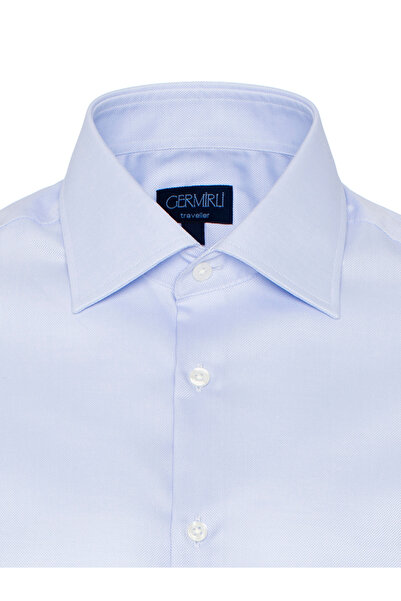 Germirli Non Iron Oxford Mavi Klasik Yaka Tailor Fit Journey Gömlek