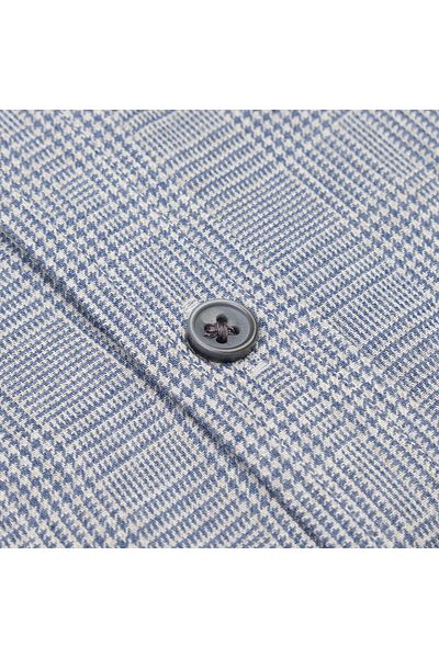 Germirli Gray Blue Herringbone Plaid Tailor Fit Comfortable Fit Soft Collar Thin Flannel Shirt