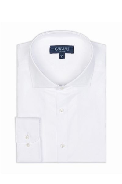 Germirli White Thin Twill Tailor Fit Zero 24 Italian Collar Shirt - Non Iron