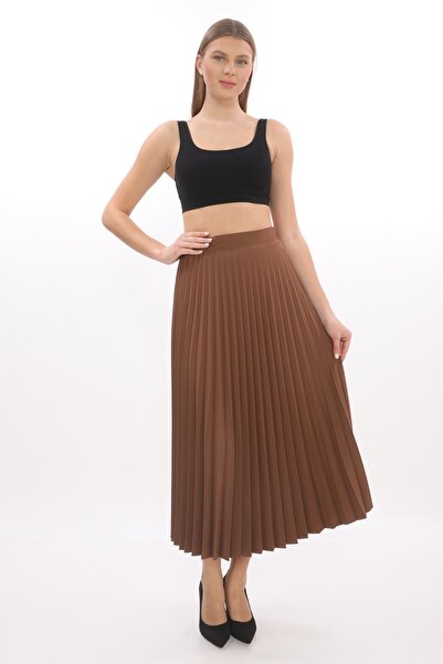 WOMEN 'S PLISOLEY SKIRT 781 MILKY BROWN