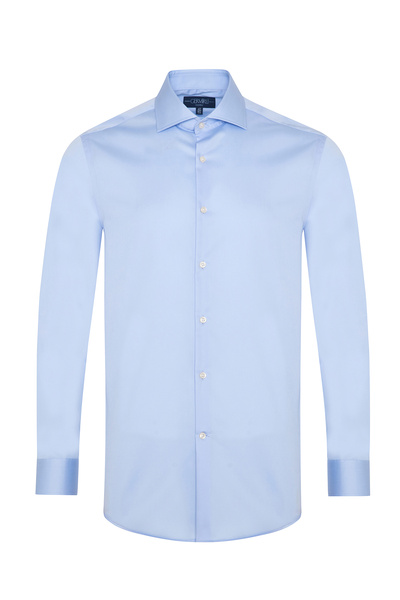 Germirli Non Iron Blue Satin Tailor Fit Italian Collar Shirt