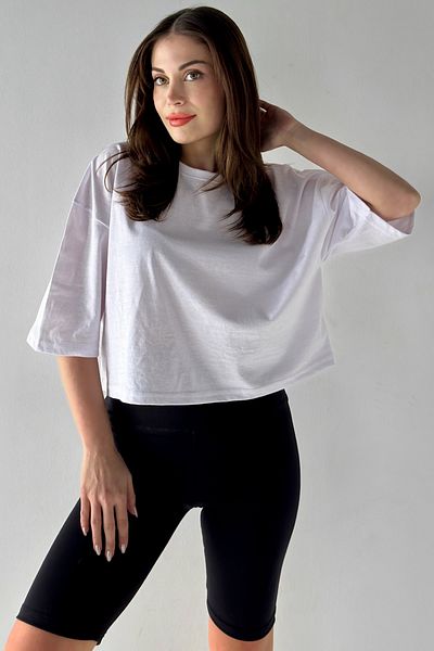MODAGEN Γυναικείο μπλουζάκι Oversize White Crop