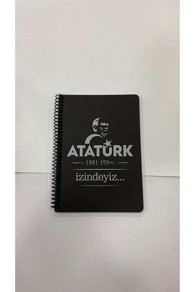 tüftürük Μαύρο Σημειωματάριο - Κάλυμμα από χαρτόνι Atatürk με κρίκο