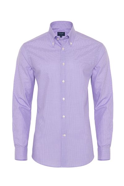 Germirli Non Iron Lilac Checkered Buttoned Collar Tailor Fit Shirt