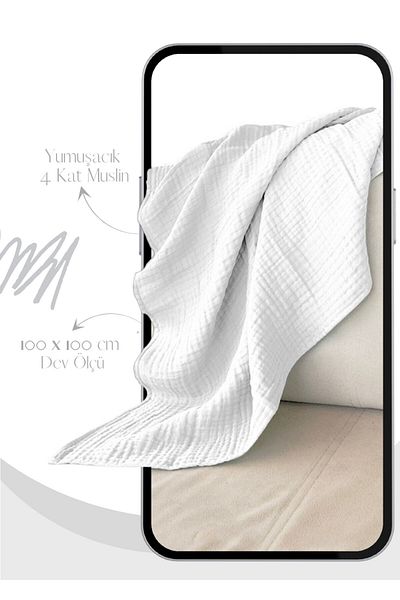 Joyous Mom Kids 4 Layer Muslin Blanket Baby Blanket Organic Cotton Multi-Purpose Cotton Muslin Blanket Swaddle Wrap