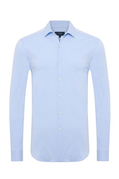 Germirli Light Blue Soft Collar Albini 3D Strech Slim Fit Active Textured Shirt