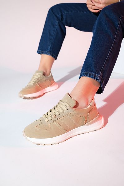 LuviShoes RAFAEL Beige Denim Damen Sport Sneakers
