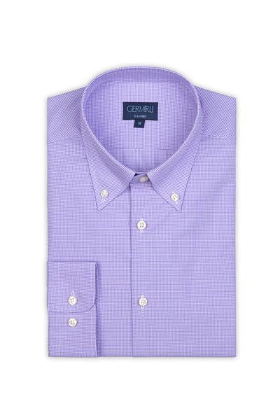 Germirli Non Iron Lilac Checkered Buttoned Collar Tailor Fit Shirt