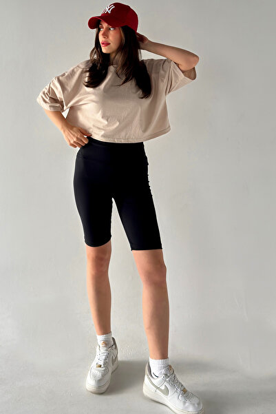 MODAGEN Γυναικείο μπλουζάκι Oversize Beige Crop