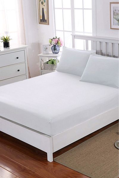 sethome collection Elastic Sheet Set (57 Wire Fabric) with Cotton-Pillowcase, Double or Single (WHITE)