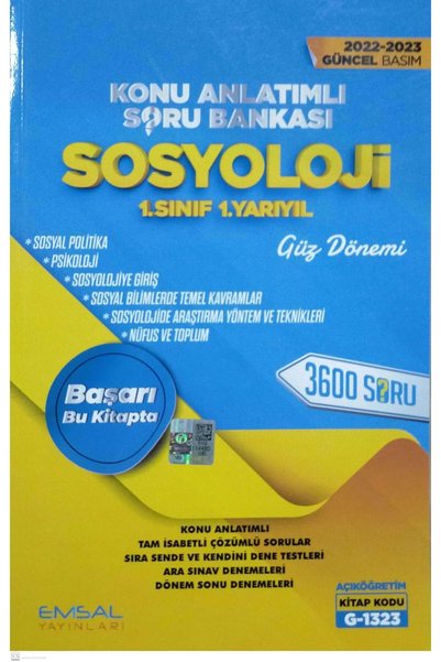 Emsal Yayınları Açıköğretim Aöf 1. Sınıf 1. Yarıyıl Sosyoloji Konu Anlatımlı ...