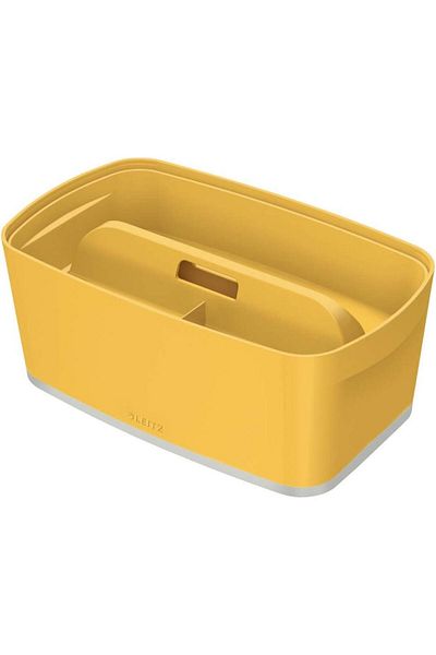 Leitz MyBox Cozy Малък офис органайзер с тава и капак - жълт