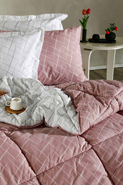 Doqu Home Easy Cotton Glimmer Comforter Set Tek Kişilik - Gül Kurusu