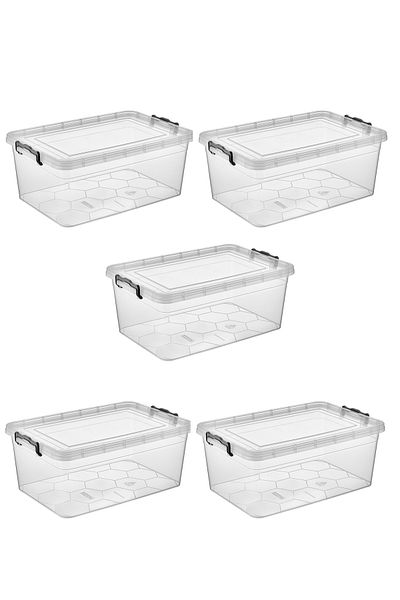 RNL04 5 Pieces 14 Liter Eco Honeycomb Transparent Storage Box - 1141_05_5