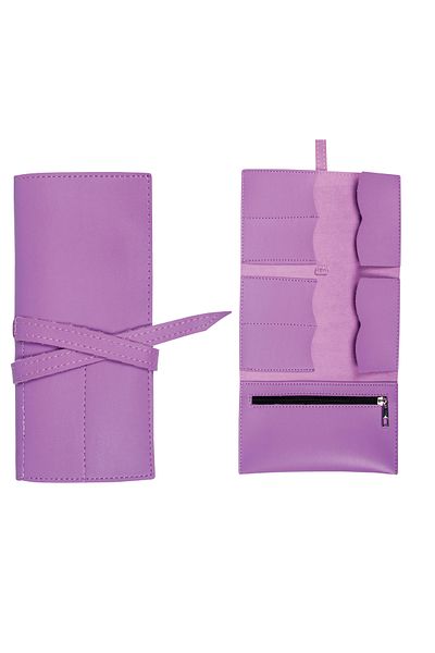 FLY COLOR Faux Leather Letter Shaped Openable Artistic Pen Holder Compartmented Pencil Case