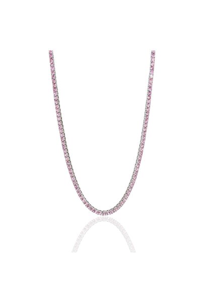 by Bahar Tetik Pembe Taşlı 3 mm Su Yolu Kolye