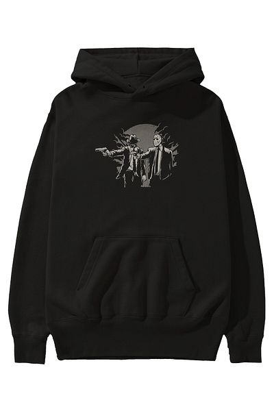 Ankhises Hanorac negru cu glugă oversize Pulp Killer pentru bărbați și femei