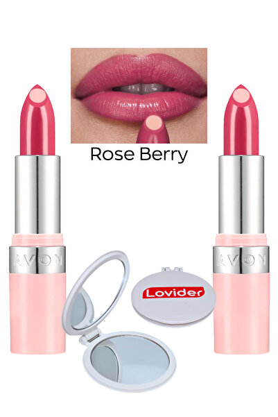 AVON Işıltılı Ruj - Rose Berry 2'li + Cep Aynası