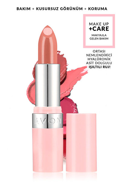 AVON Hydramatic Işıltılı Ruj - Soft Nude 2'li + Lovider Cep Aynası