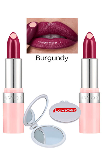 AVON Hydramatic Işıltılı Ruj - Burgundy 2'li + Lovider Cep Aynası