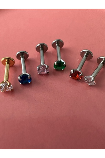 Amor Center Steel 316L Colored Rhinestone Tragus Cartilage Earring-Lip Piercing