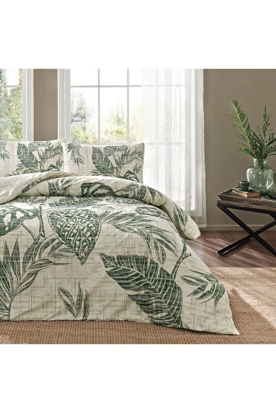 Linens Allday Freda Pamuk Saten Çift Kişilik Nevresim Takımı Yeşil