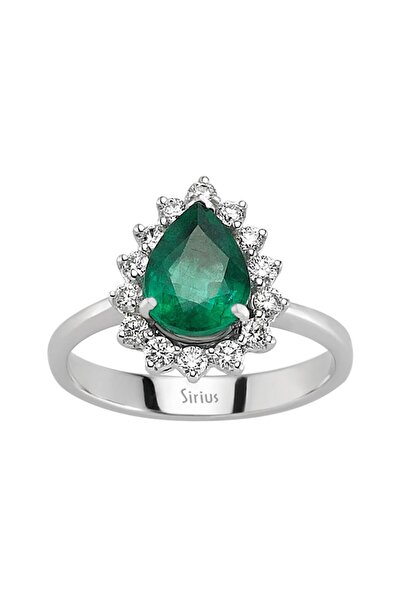 Sirius Pırlanta Pırlanta Ve Damla Zümrüt Taşlı Yüzük