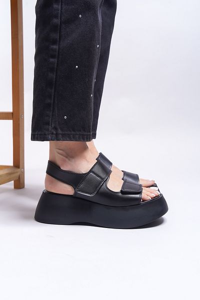 Riccon Sandale de damă Olnesari 0012804   Piele neagră