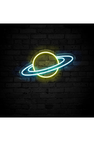 Neon Led Dekoratif Duvar Aydınlatması - Çocuk Odası - Gezegen - Satürn - Pleksi