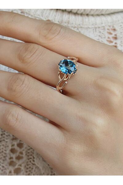 Sirius Pırlanta Pırlanta Ve London Blue Topaz Taşlı Hayat Ağacı Yüzük