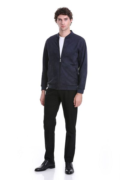Hatemoğlu Εποχιακό παλτό Navy Blue Regular Fit Straight Bomber Collar