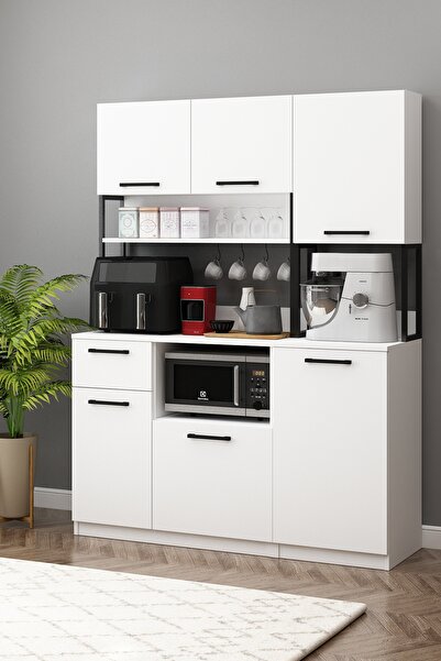 Avmpark Ervin Airfry Dolabı E2eb Beyaz Kahve Köşesi Çok Amaçlı Boy Dolaplı