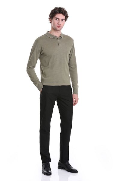 Hatemoğlu Green Regular Fit Plain Polo Neck Knitwear Sweater