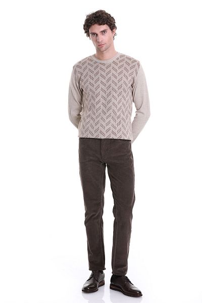 Hatemoğlu Πλεκτό πουλόβερ Mink Regular Fit Jacquard Crew Neck Wool