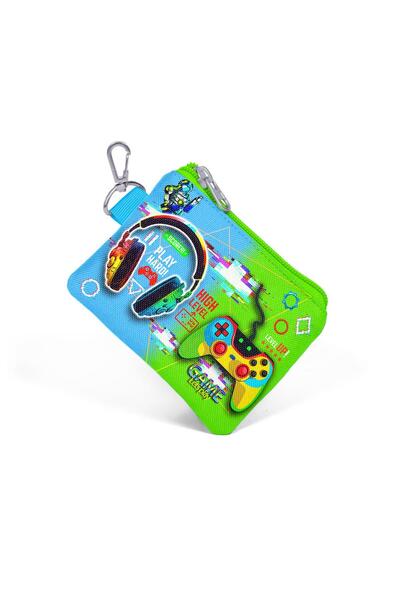 Coral High Green and Black Phosphorescent Game Pattern Coin Purse for Kids - 21926