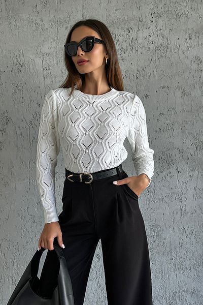 nosia fashion Pulover de tricotaj pentru femei cu decolteu rotund