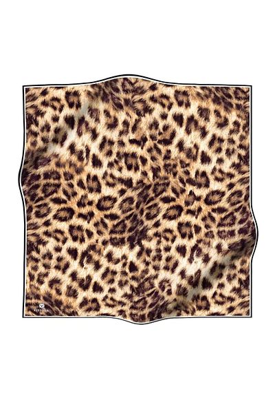 Vissona Twill μεταξωτό μαντίλι Leopard Print, Mustard, Μαύρο 6214-0009