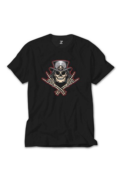 Z zepplin Μαύρο T-Shirt Slash Skull