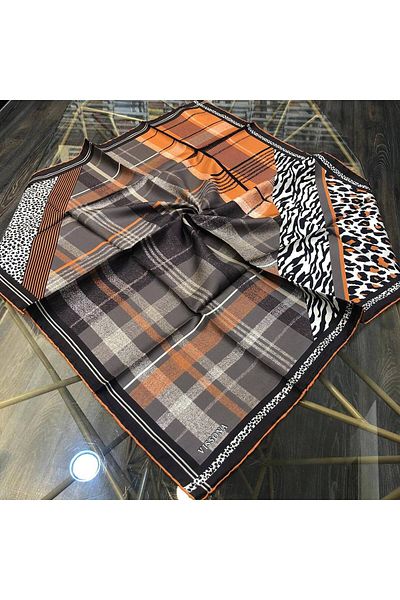 Vissona Twill Silk Scarf Black, Tan 16347-0004