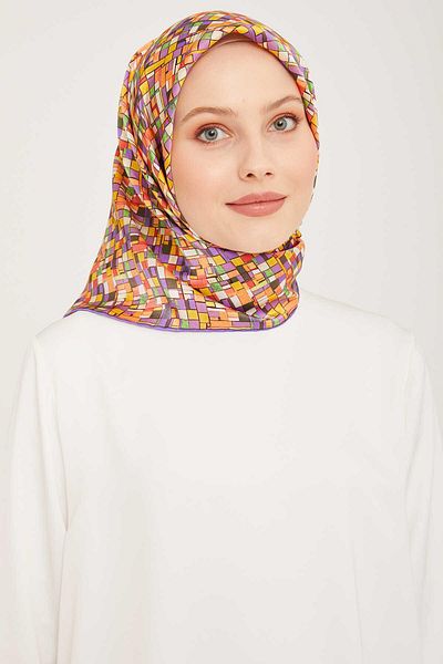 Armine Μαντήλι Tivil Silk με Μωβ τετράγωνο σχέδιο 9004-04