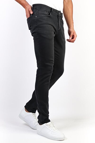HLT JEANS Jeffrey Taşlamalı Slim Fit Antrasit Kot Pantolon