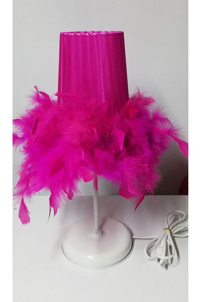 TEKAY AYDINLATMA Fuchsia feather bedroom girl's room lampshade