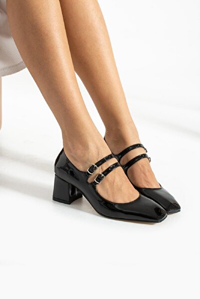 La Limar 5.см черни лачени дамски обувки на висок ток