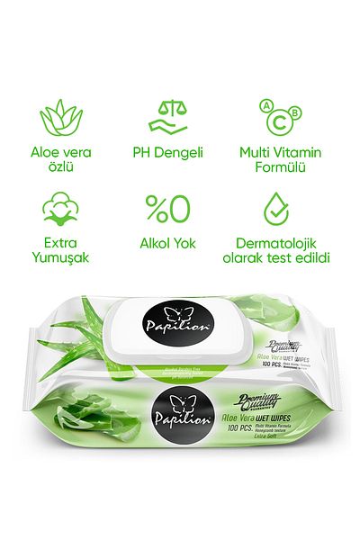Papilion Premium Aloevera Extract Extra Soft Wet Towel 100x6