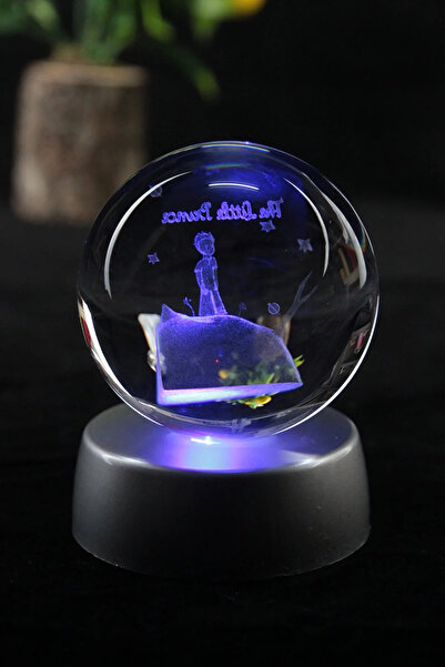 hediyeofisi Küçük Prens Temalı Cam Küre Işıklı Standlı Sevgiliye Hediye